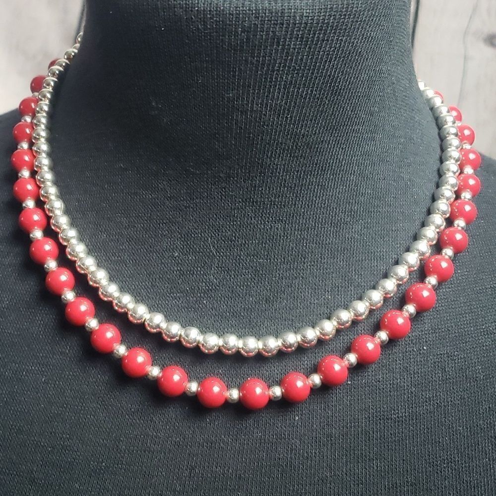 Vintage Red and Silver Necklaces